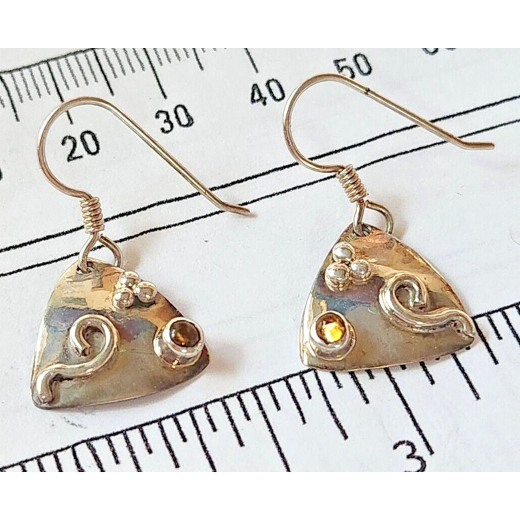 Necklace Earrings Set Round Citrine 18" Silver Chain weight 9 Gr Jewelry