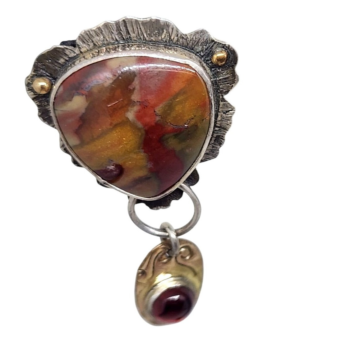 Earrings Silver Post Red Creek Jasper Mozambique Garnet 12.6 Gr  925 Silver 14K Gold