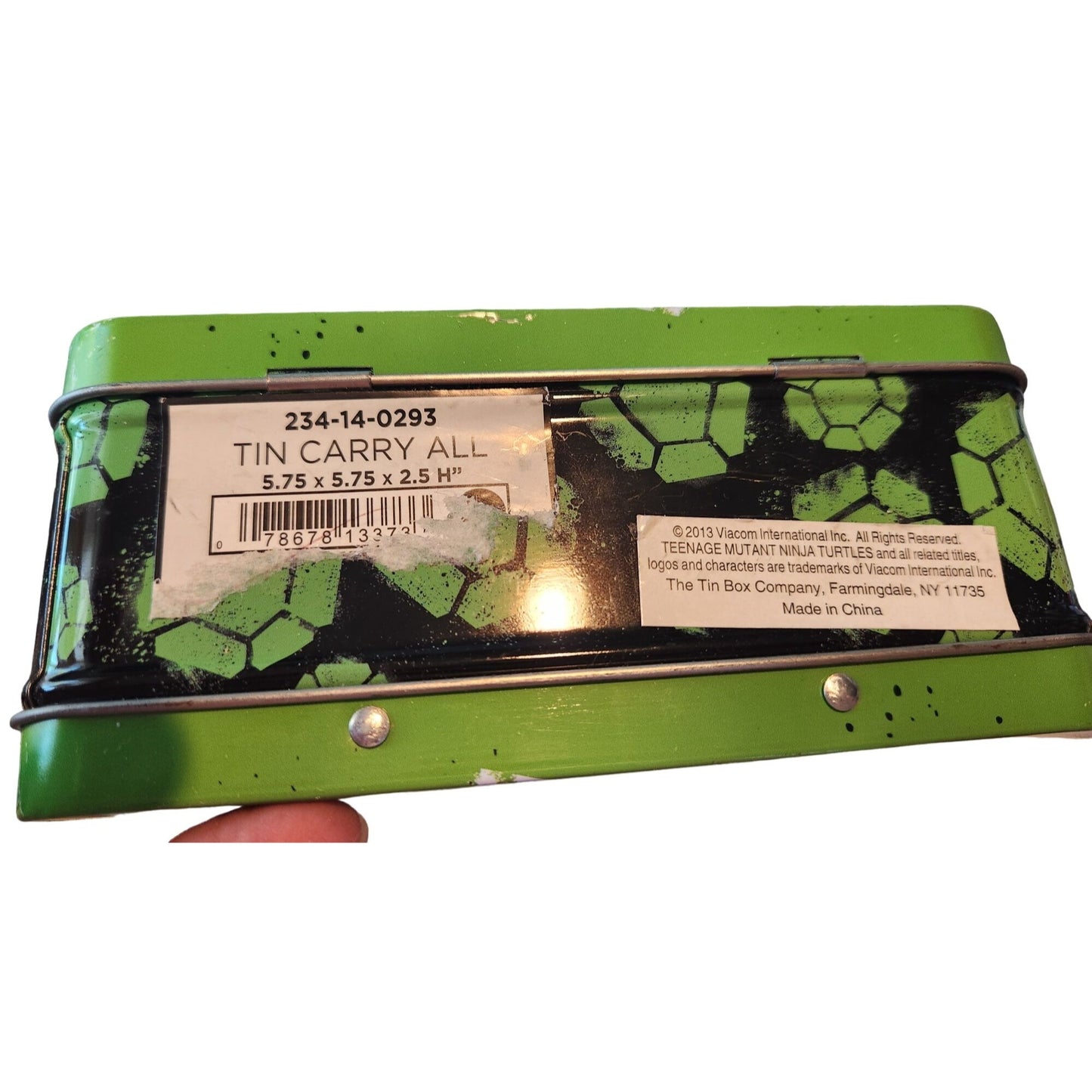 Ninja Turtles Mini Tin Box Co   6 x 6  x 2 1/2 Time To Shell Up  Handle Clean inside