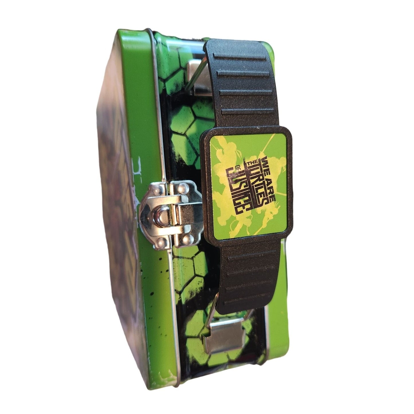 Ninja Turtles Mini Tin Box Co   6 x 6  x 2 1/2 Time To Shell Up  Handle Clean inside