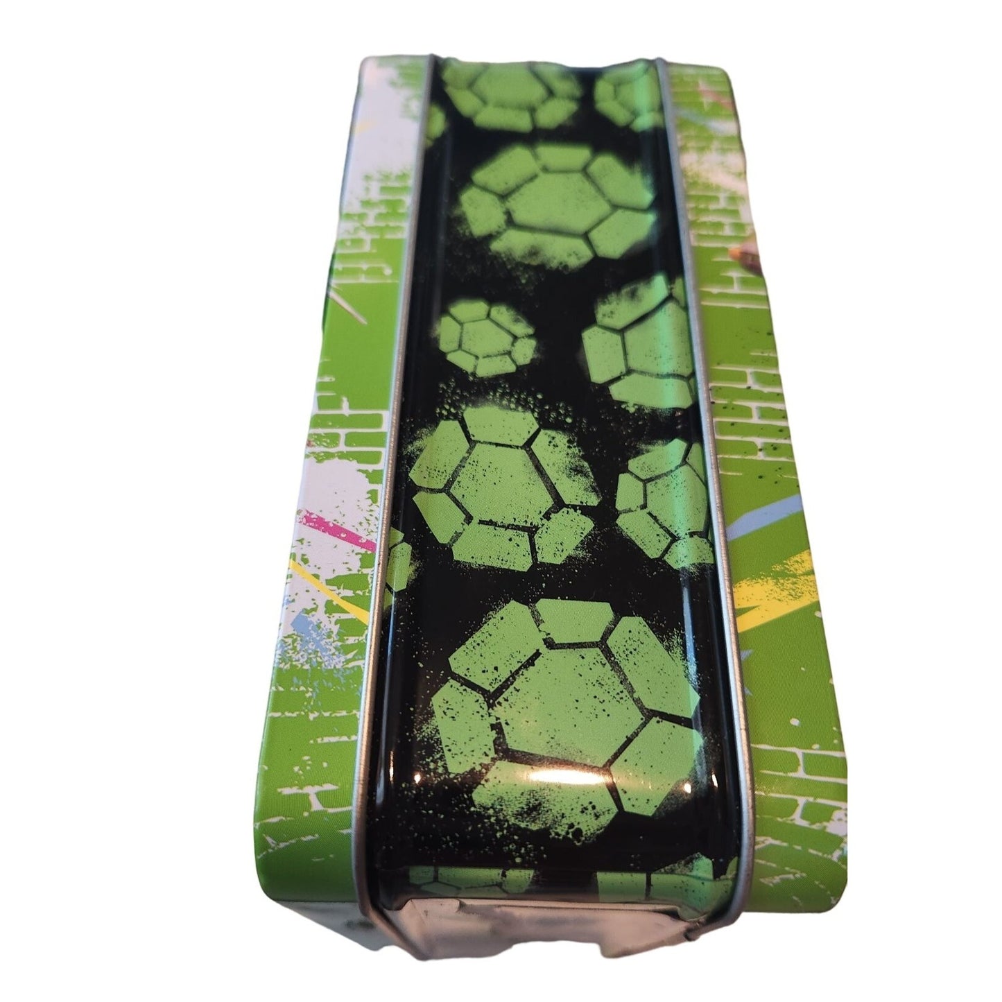 Ninja Turtles Mini Tin Box Co   6 x 6  x 2 1/2 Time To Shell Up  Handle Clean inside
