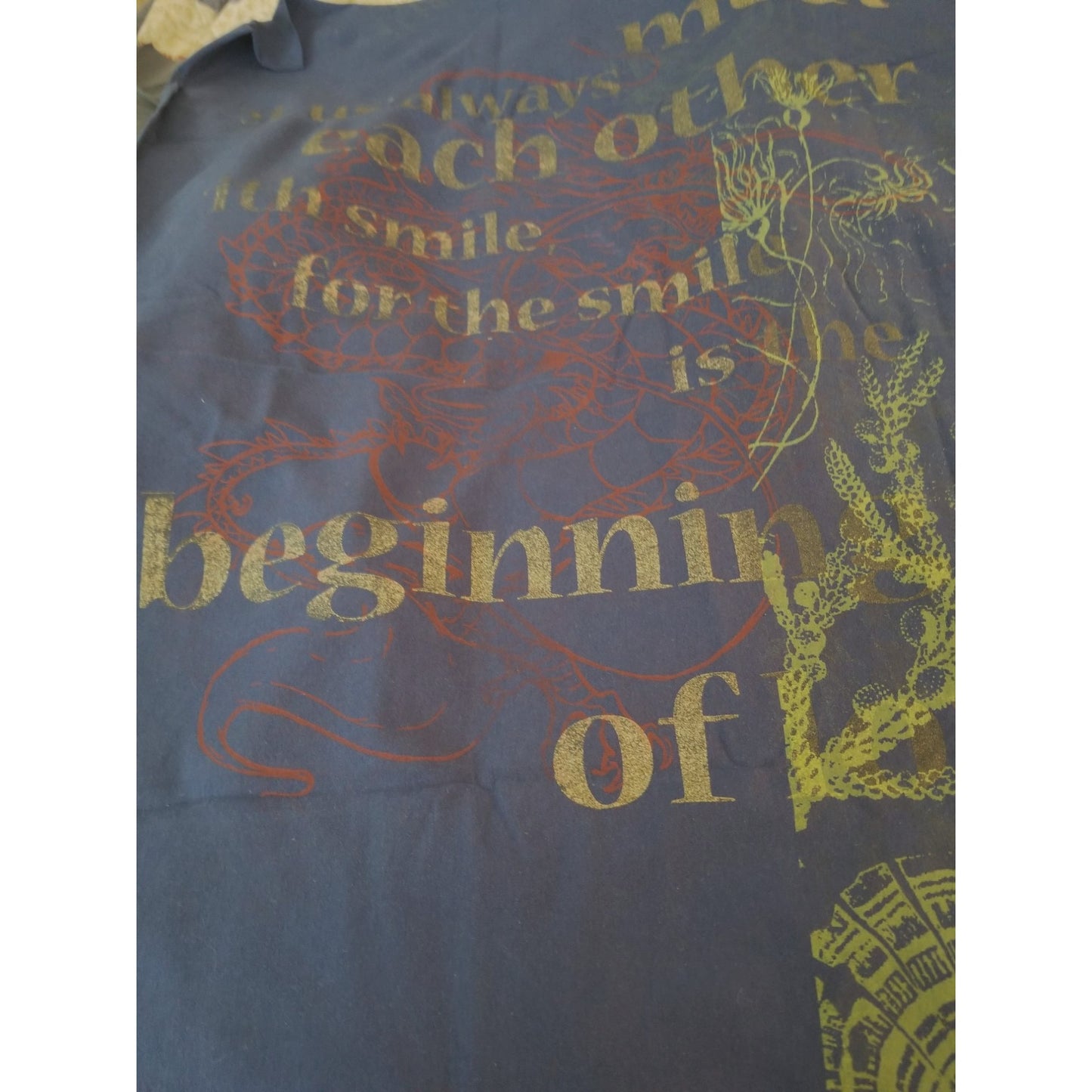 Material T-Shirt Panel 30" x 36"  Dark Blue Ferms  Saying Cotton  Screen Print