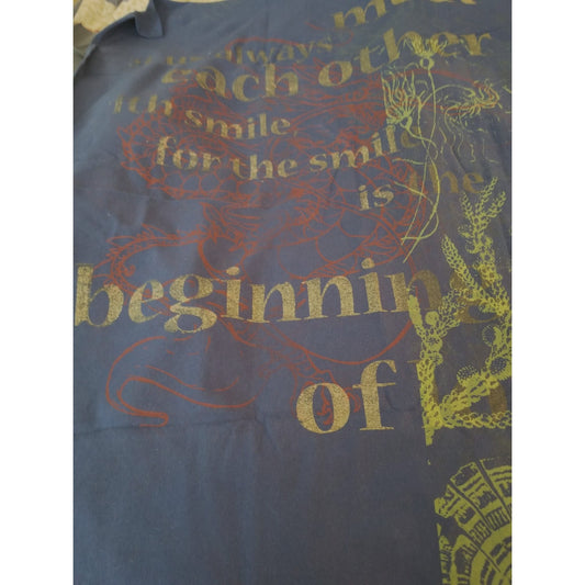 Material T-Shirt Panel 30" x 36"  Dark Blue Ferms  Saying Cotton  Screen Print