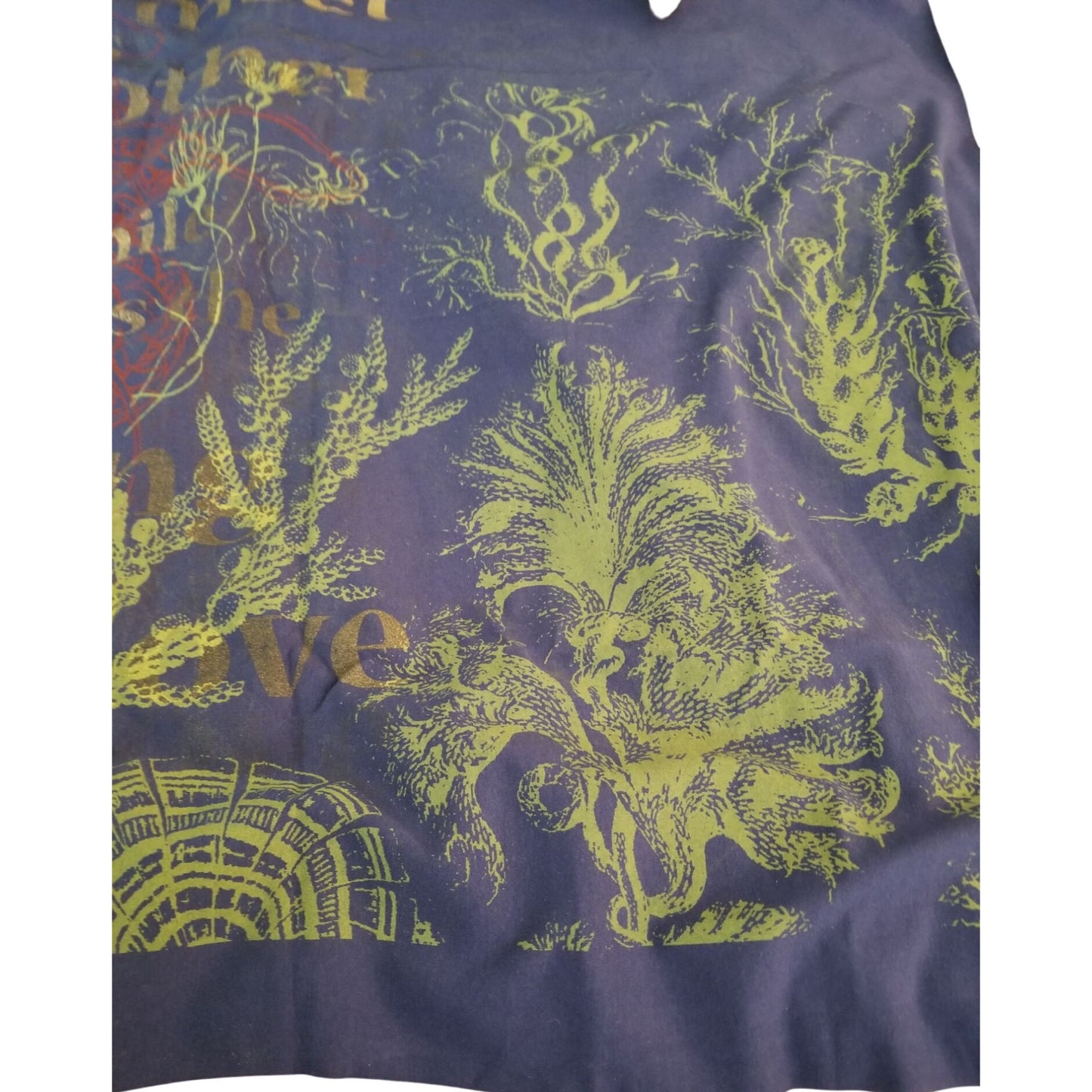 Material T-Shirt Panel 30" x 36"  Dark Blue Ferms  Saying Cotton  Screen Print