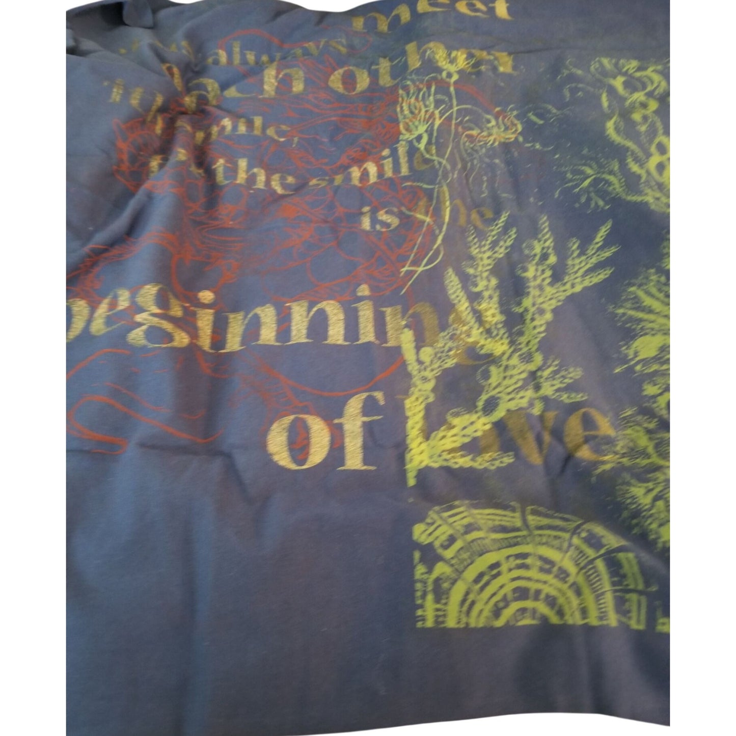 Material T-Shirt Panel 30" x 36"  Dark Blue Ferms  Saying Cotton  Screen Print