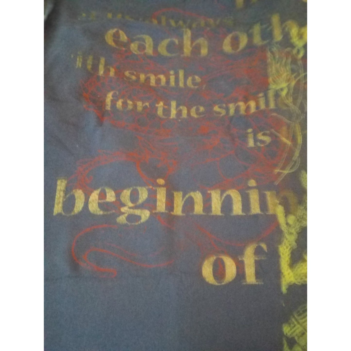 Material T-Shirt Panel 30" x 36"  Dark Blue Ferms  Saying Cotton  Screen Print