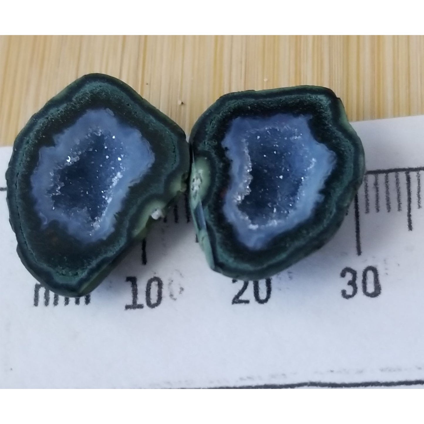 Gemstone Loose Pair Black Titanium Crystal Druzy  Matched Pair 25 ct  5 gr 15 mm x 22 mm x 8 mm