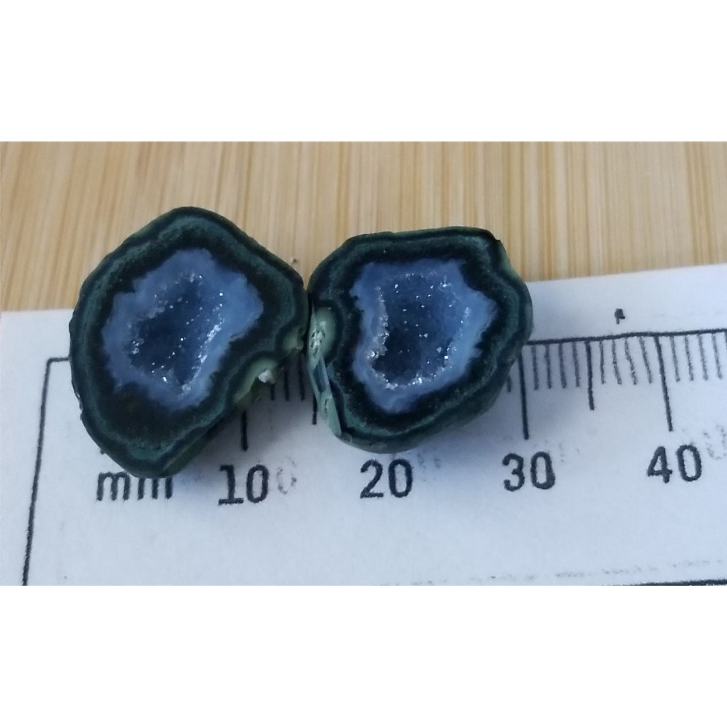 Gemstone Loose Pair Black Titanium Crystal Druzy  Matched Pair 25 ct  5 gr 15 mm x 22 mm x 8 mm