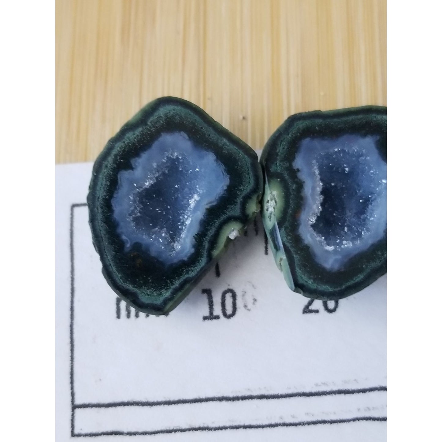 Gemstone Loose Pair Black Titanium Crystal Druzy  Matched Pair 25 ct  5 gr 15 mm x 22 mm x 8 mm