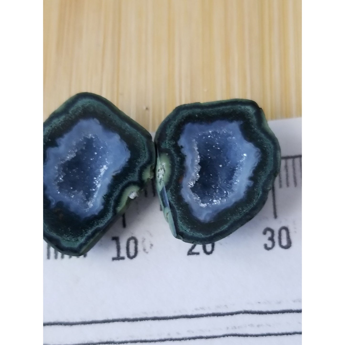 Gemstone Loose Pair Black Titanium Crystal Druzy  Matched Pair 25 ct  5 gr 15 mm x 22 mm x 8 mm