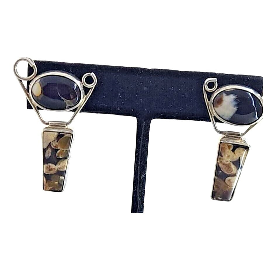Earrings Jewelry  Set Peanut Wood  2 Part Float 925 Silver Weight 10 Gr Handmade
