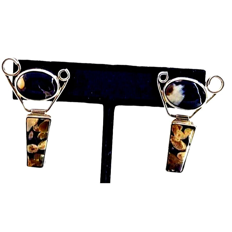 Earrings Jewelry  Set Peanut Wood  2 Part Float 925 Silver Weight 10 Gr Handmade