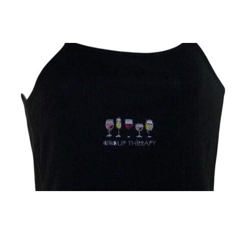 T-Shirt Spaghetti Straps Black Bella Size L Cotton Group of 5 Wine Glasses
