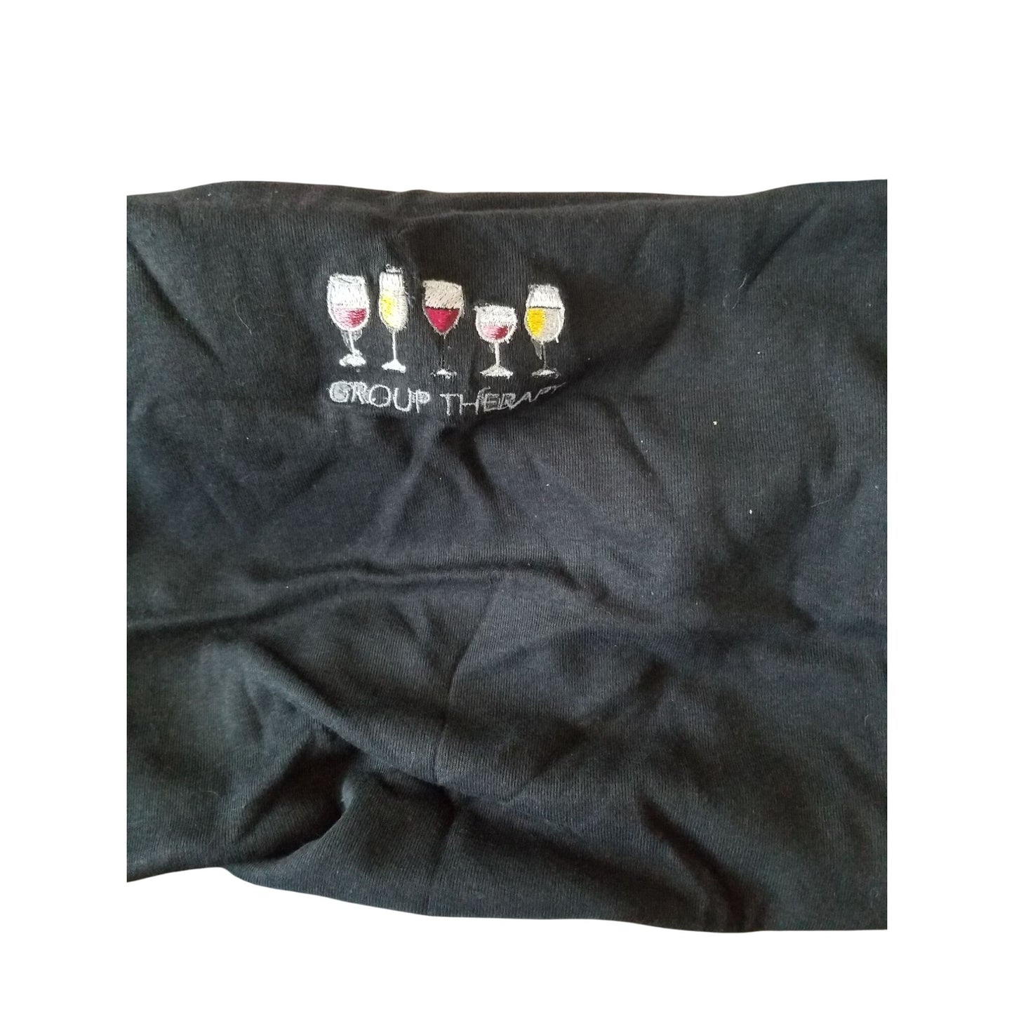 T-Shirt Spaghetti Straps Black Bella Size L Cotton Group of 5 Wine Glasses