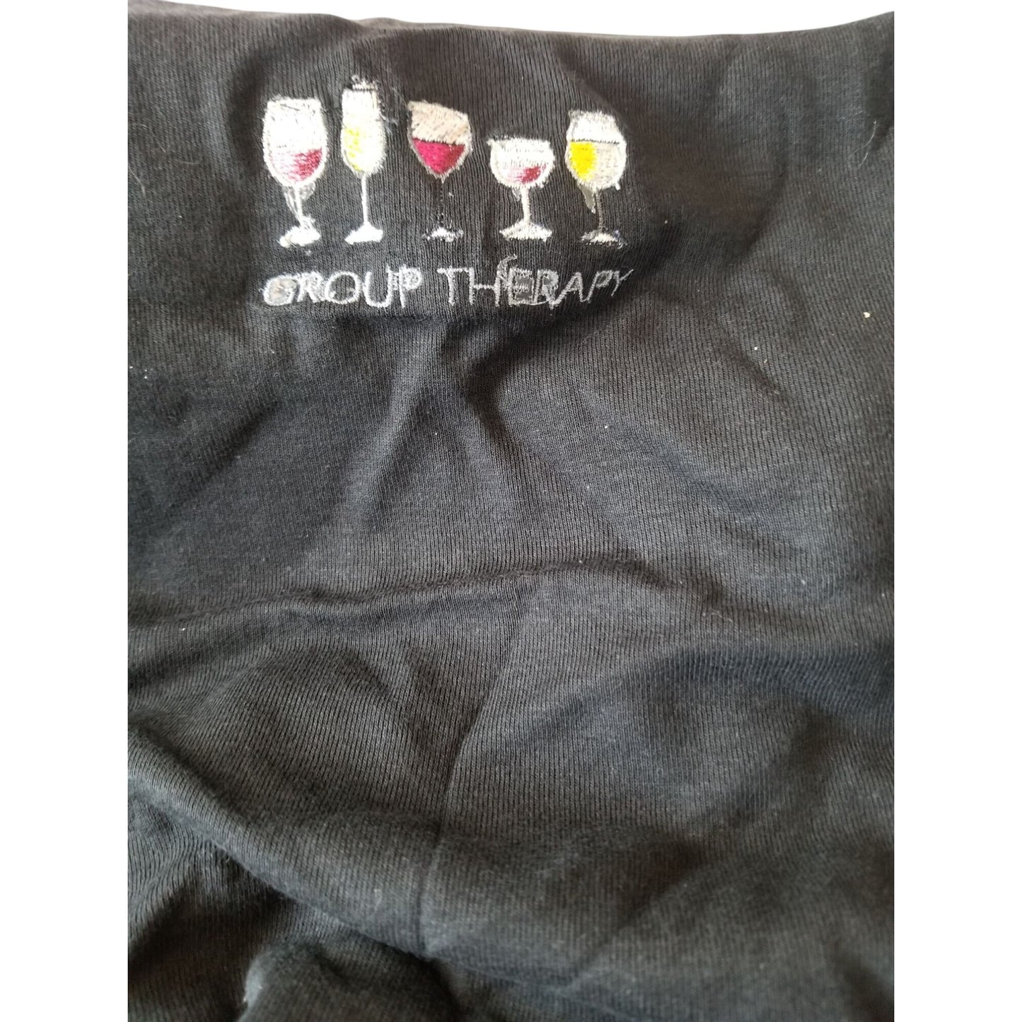 T-Shirt Spaghetti Straps Black Bella Size L Cotton Group of 5 Wine Glasses