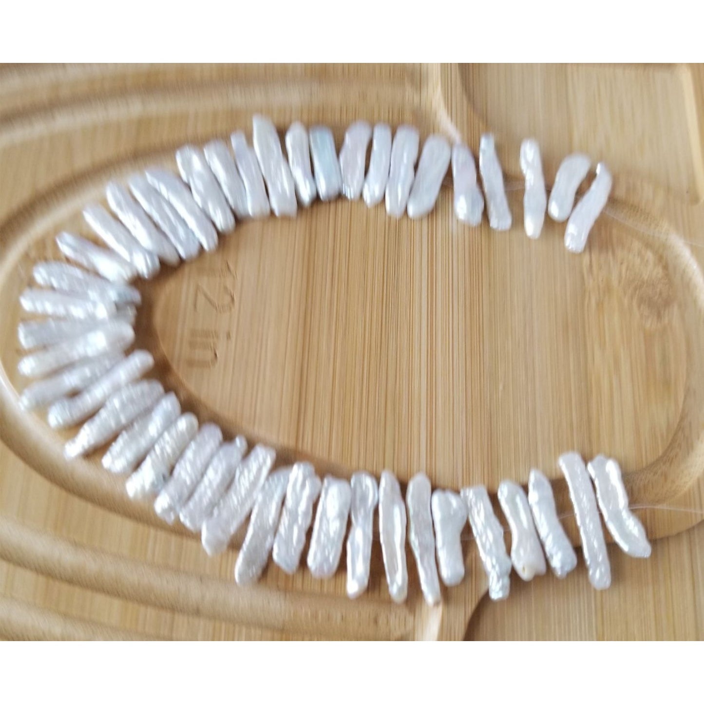 Loose Pearl White Biwa Stick Pearl Bag  2K  Braque  10 "  42 Pcs  128.5  ct  25.7 gr  18 mm  x 5  mm