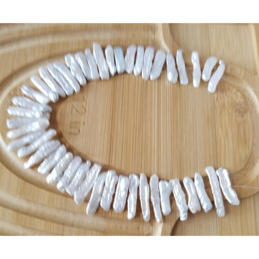 Loose Pearl White Biwa Stick Pearl Bag  2K  Braque  10 "  42 Pcs  128.5  ct  25.7 gr  18 mm  x 5  mm