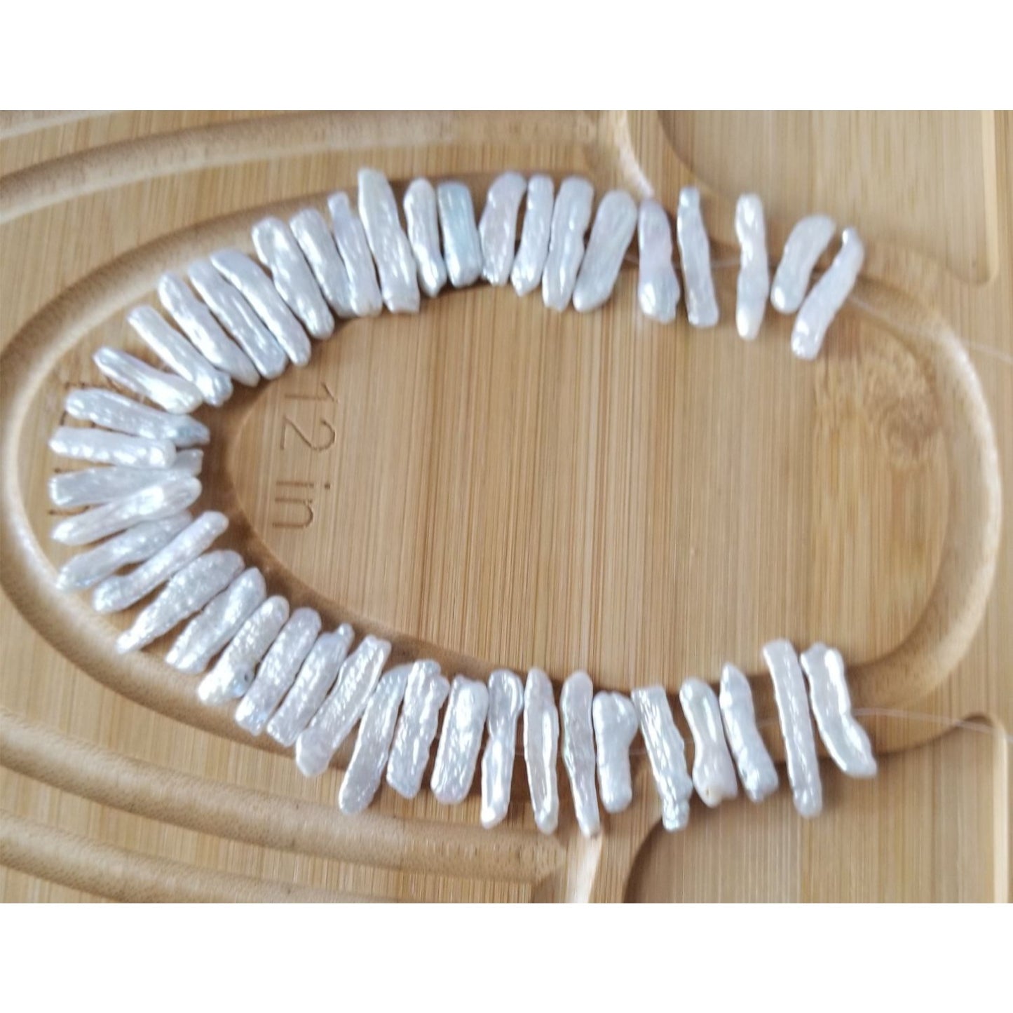 Loose Pearl White Biwa Stick Pearl Bag  2K  Braque  10 "  42 Pcs  128.5  ct  25.7 gr  18 mm  x 5  mm