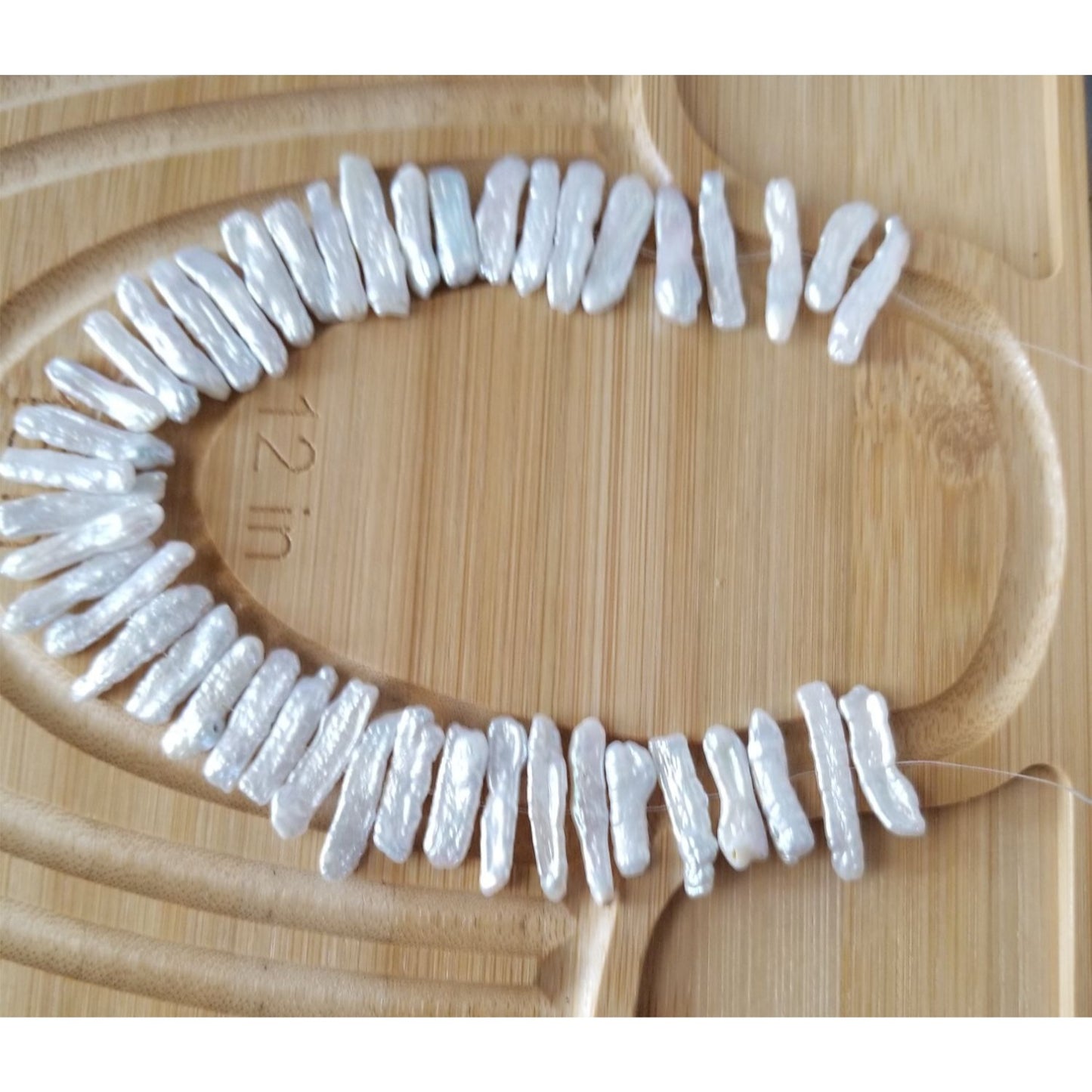 Loose Pearl White Biwa Stick Pearl Bag  2K  Braque  10 "  42 Pcs  128.5  ct  25.7 gr  18 mm  x 5  mm