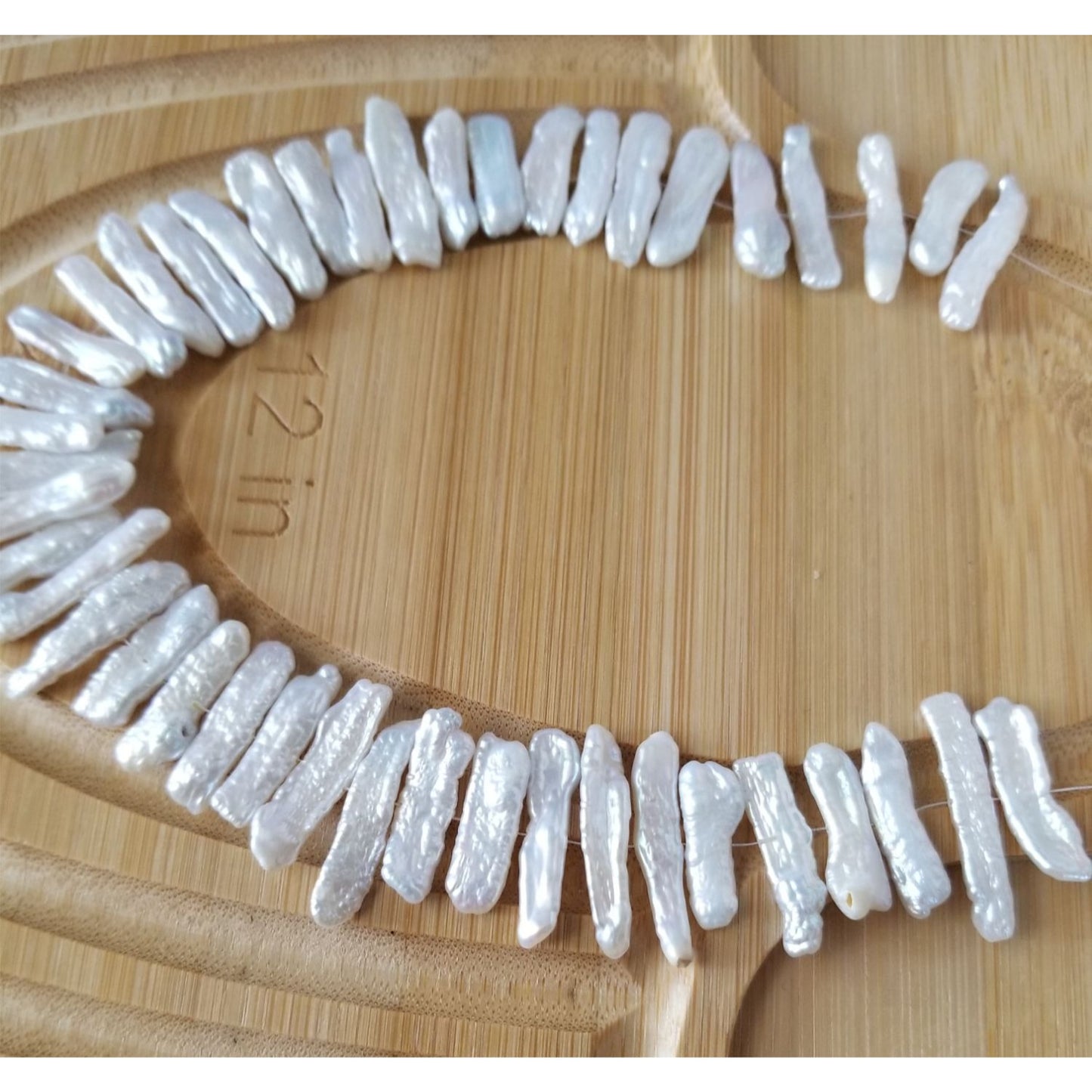 Loose Pearl White Biwa Stick Pearl Bag  2K  Braque  10 "  42 Pcs  128.5  ct  25.7 gr  18 mm  x 5  mm