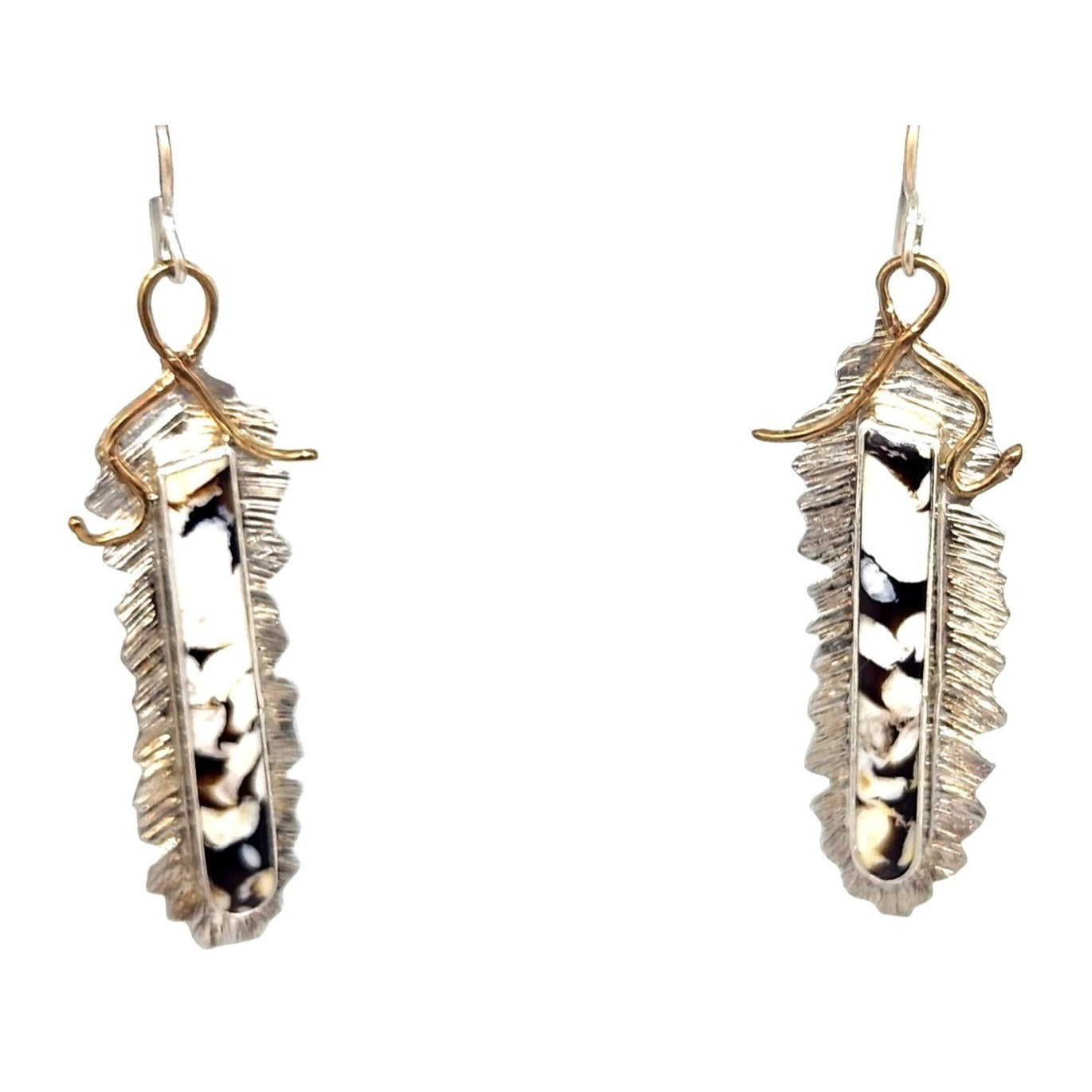 Earrings Peanutwood 10 gr Silver 925 Gold 14K Peanutwood 40mm x 5mm Frame 16mm x 50mm