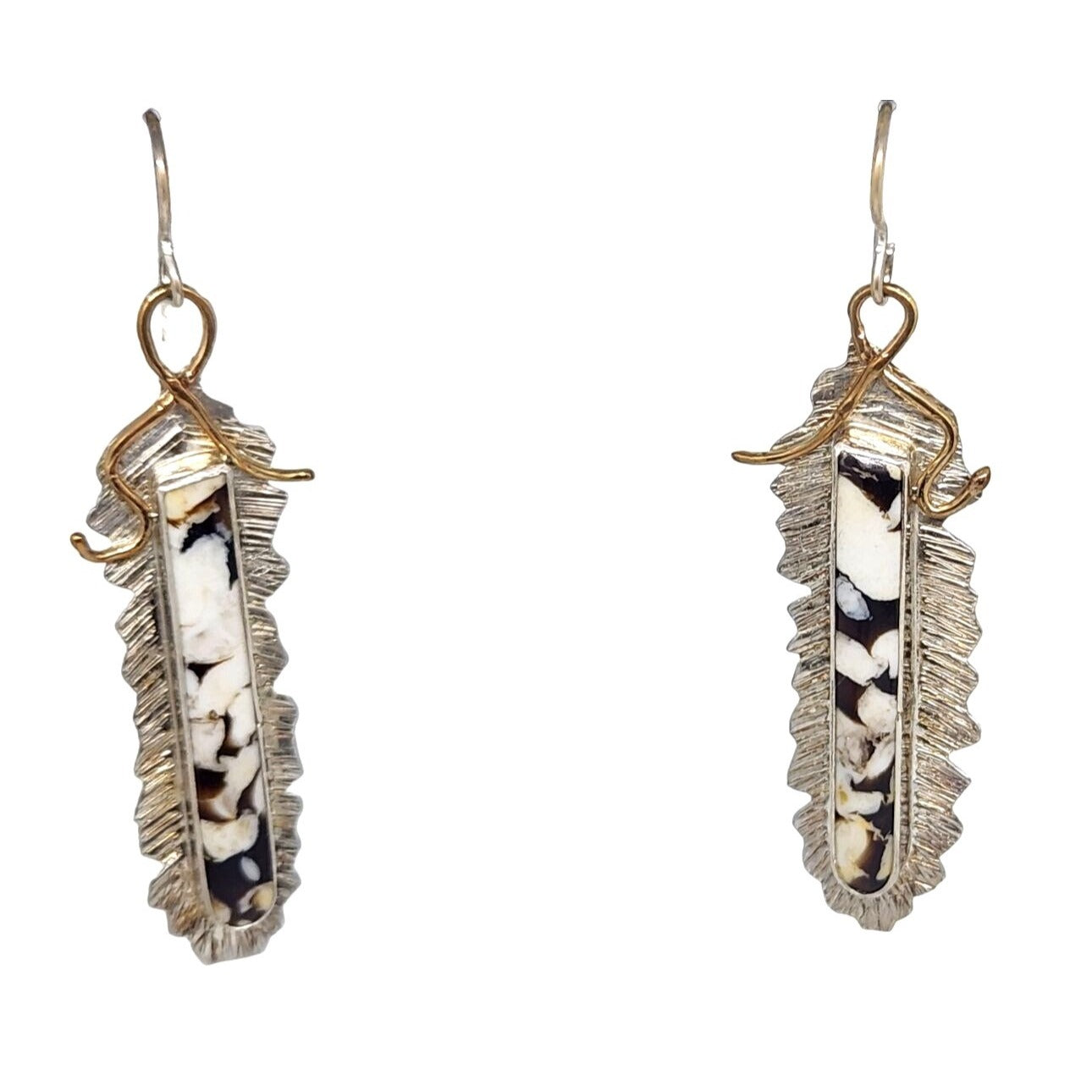 Earrings Peanutwood 10 gr Silver 925 Gold 14K Peanutwood 40mm x 5mm Frame 16mm x 50mm