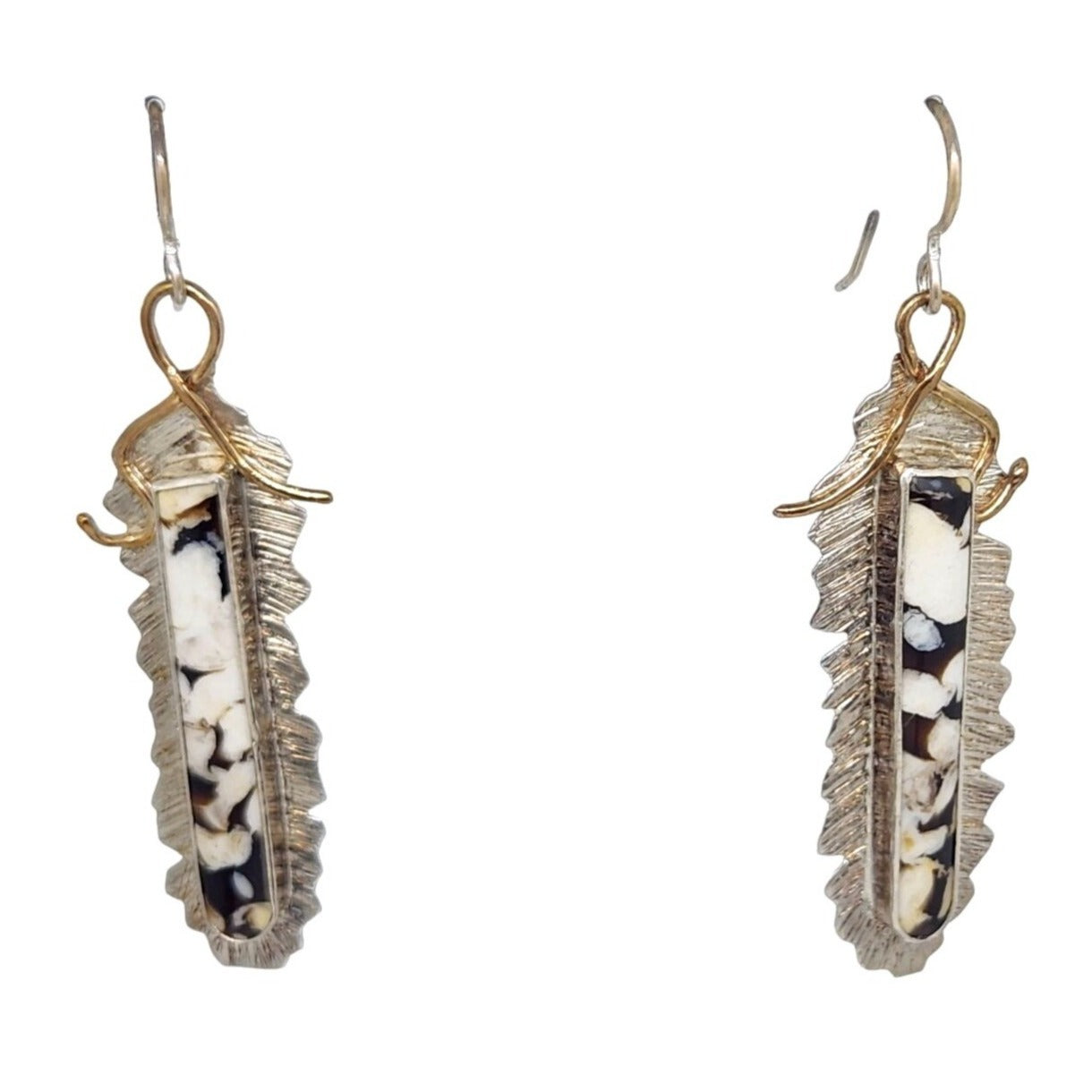 Earrings Peanutwood 10 gr Silver 925 Gold 14K Peanutwood 40mm x 5mm Frame 16mm x 50mm