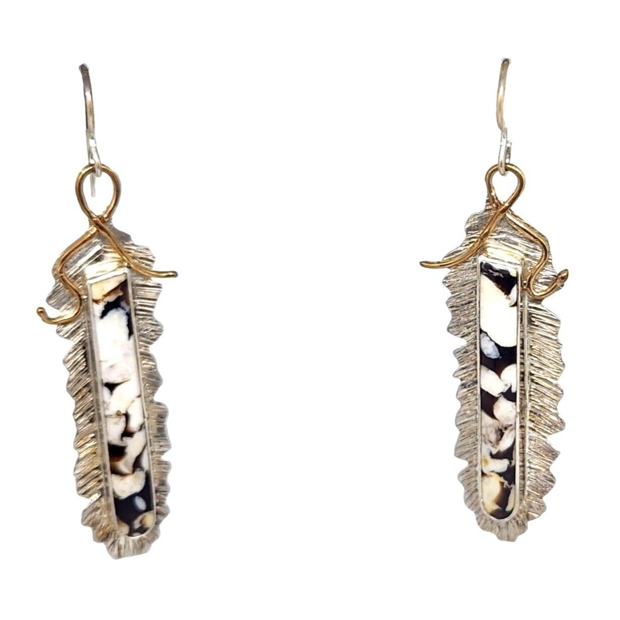 Earrings Peanutwood 10 gr Silver 925 Gold 14K Peanutwood 40mm x 5mm Frame 16mm x 50mm