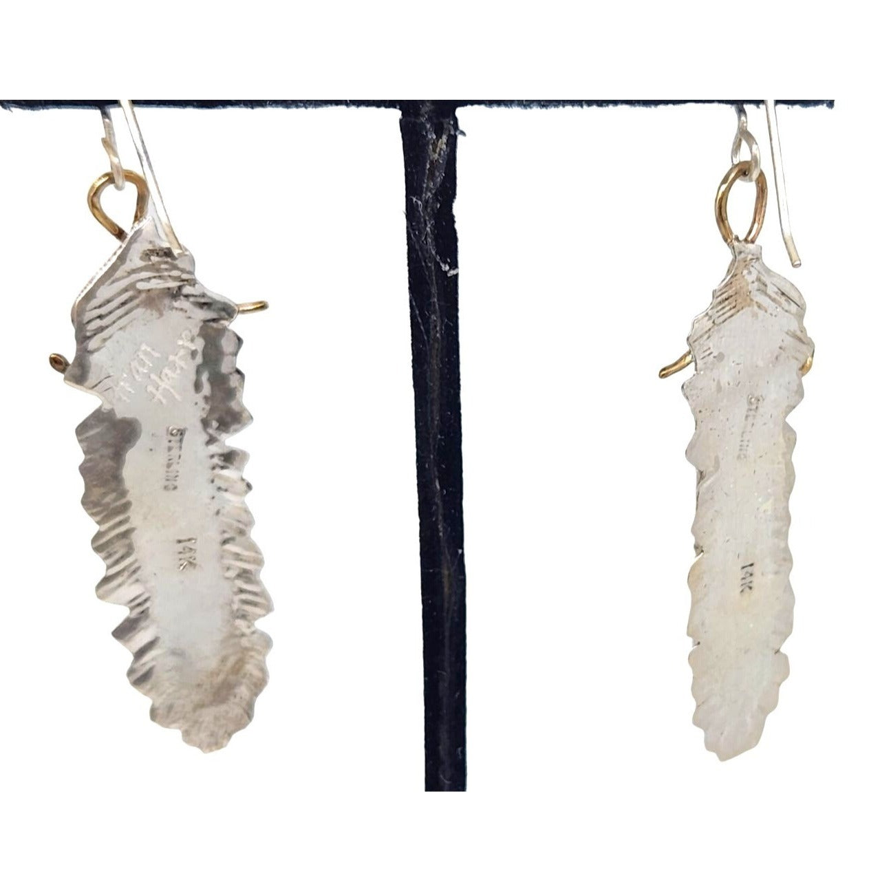 Earrings Peanutwood 10 gr Silver 925 Gold 14K Peanutwood 40mm x 5mm Frame 16mm x 50mm