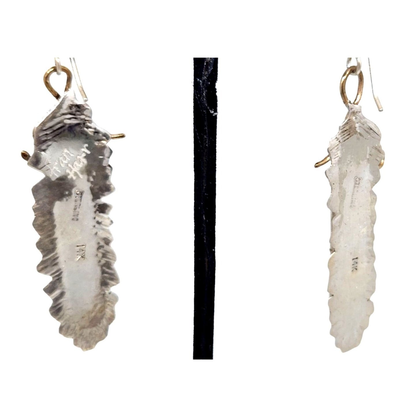 Earrings Peanutwood 10 gr Silver 925 Gold 14K Peanutwood 40mm x 5mm Frame 16mm x 50mm