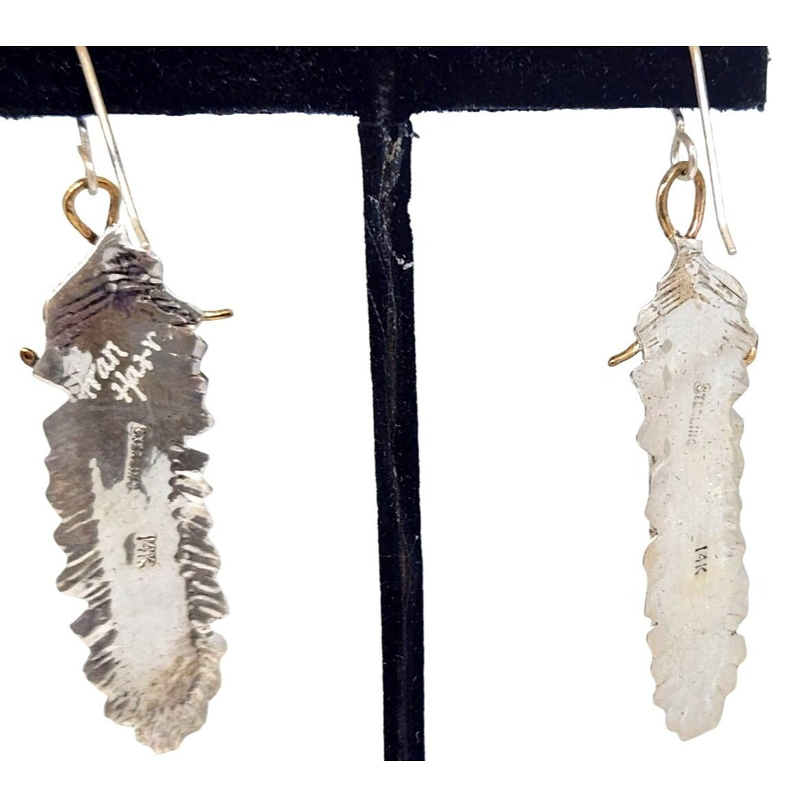 Earrings Peanutwood 10 gr Silver 925 Gold 14K Peanutwood 40mm x 5mm Frame 16mm x 50mm