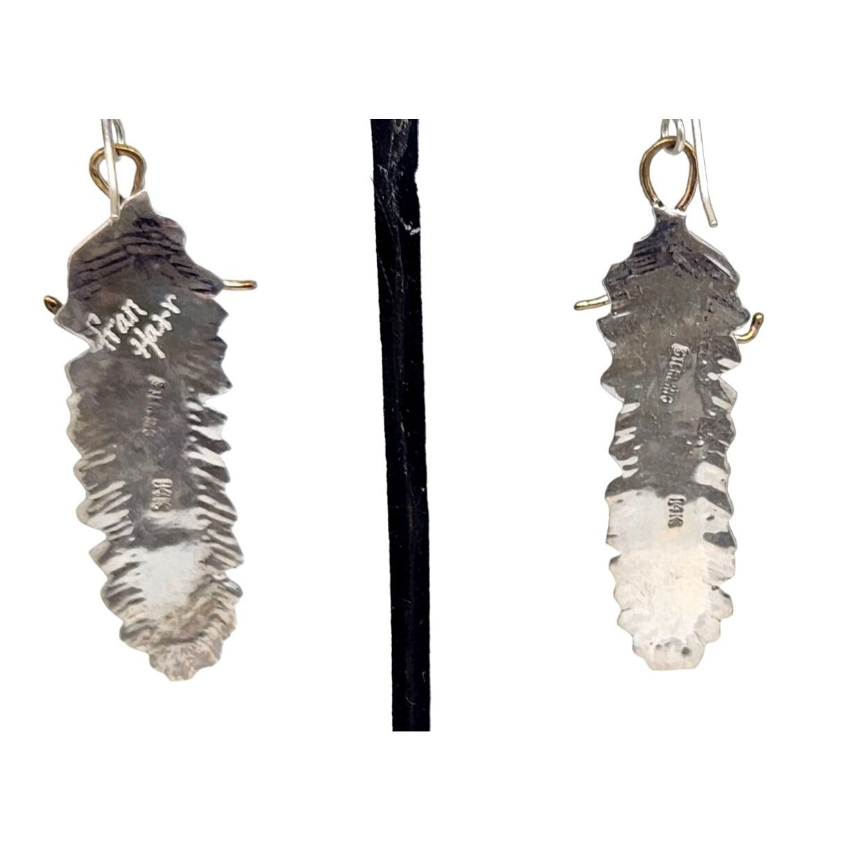 Earrings Peanutwood 10 gr Silver 925 Gold 14K Peanutwood 40mm x 5mm Frame 16mm x 50mm