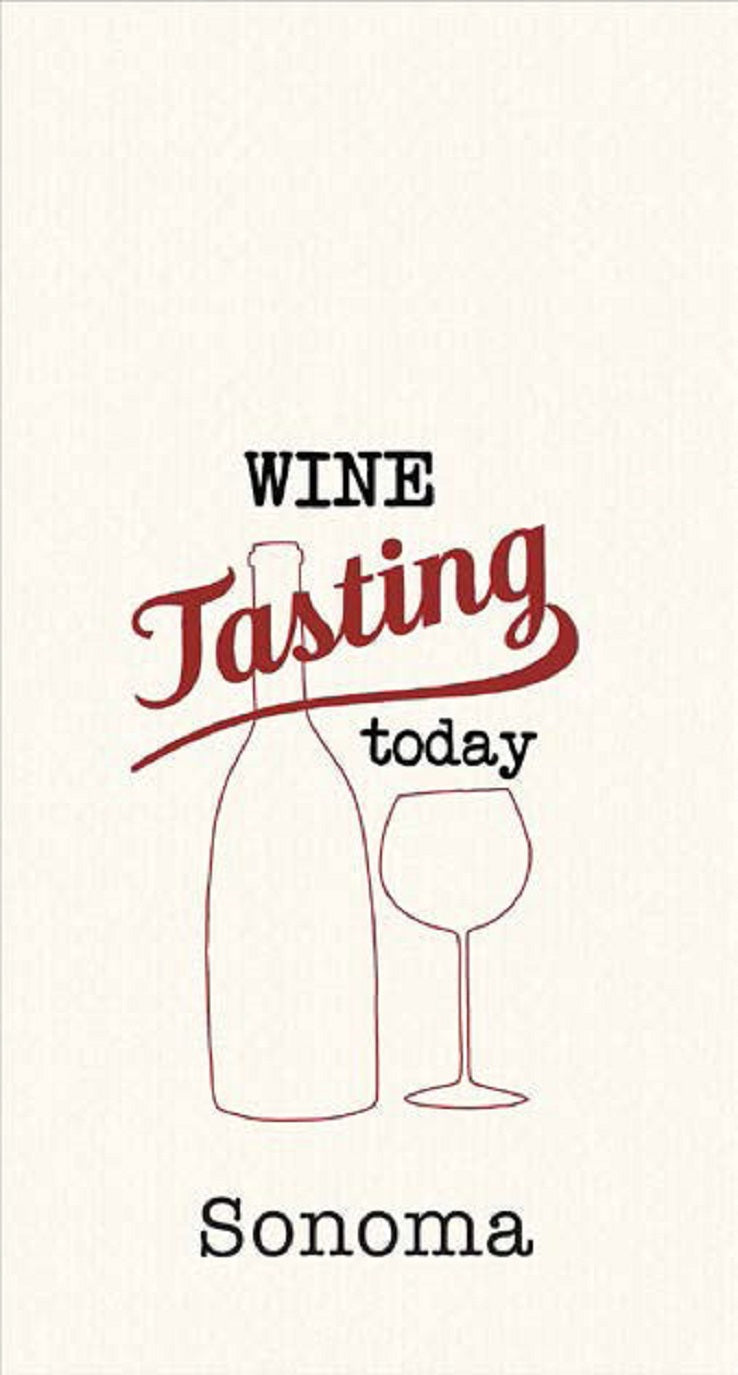 Kitchen Towel Wine Tasting Today Sonoma Waffle Embroidered Tea Towel 18" x 28"