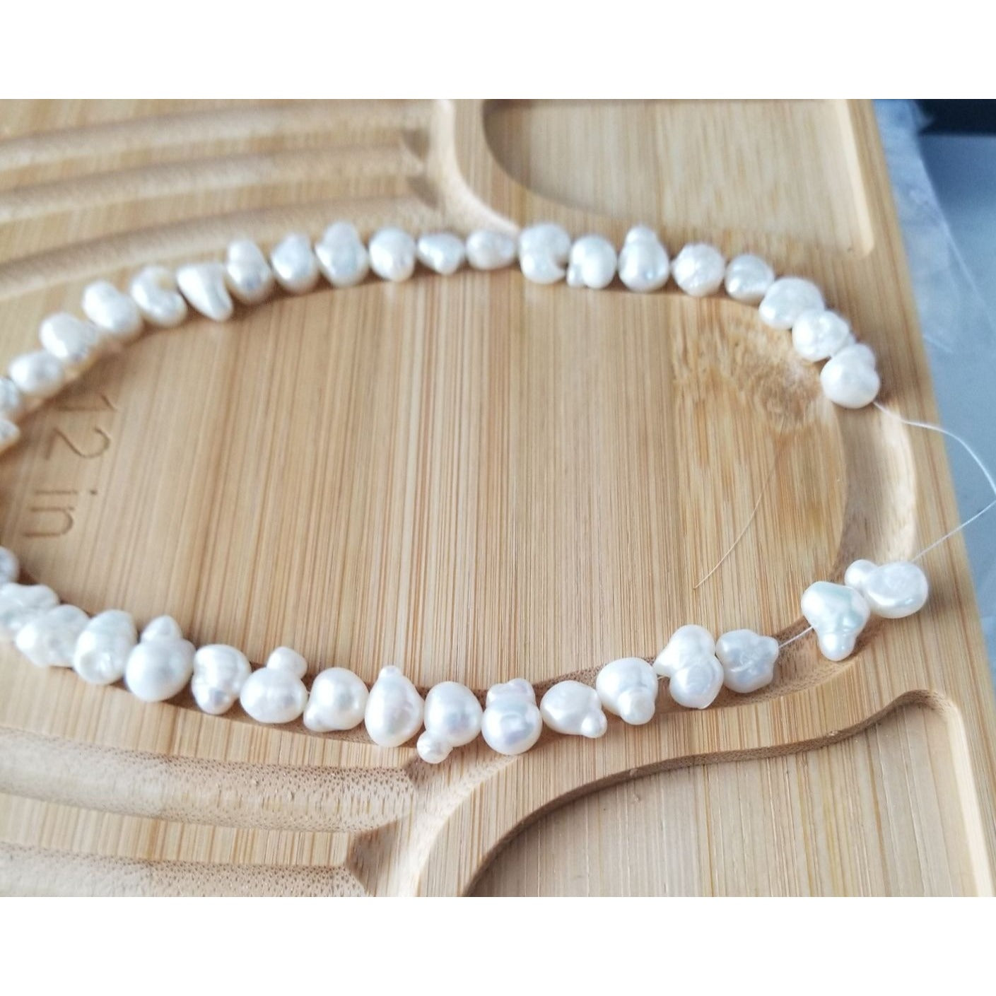 Loose Pearl White Baroque Double Pearls  Bag 1-O Drilled 10 mm  Bin Pearl 40 Pcs  108  ct  22 .4  gr  14"