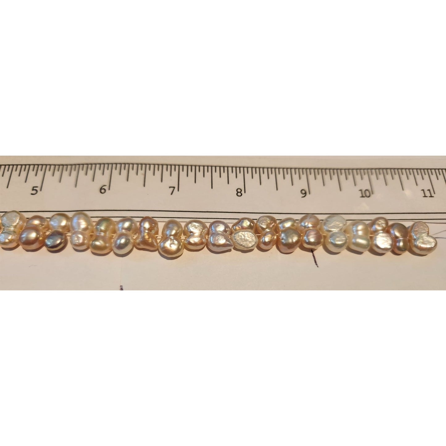 Necklace Pearls 32 Freshwater Cultured 10–12mm Baroque Pearl Strand, White 11 " Strand Middle hole Slight Pink tint