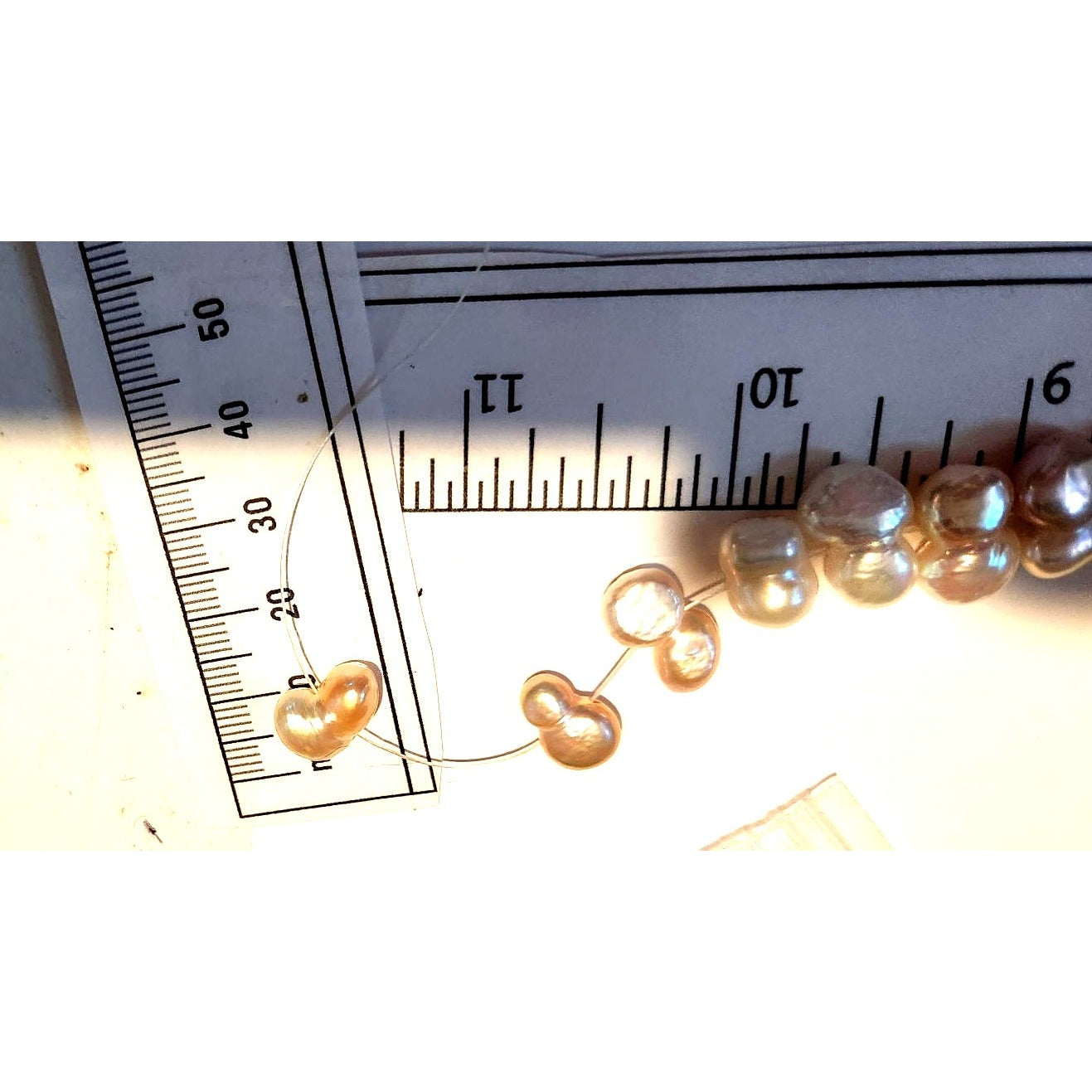 Necklace Pearls 32 Freshwater Cultured 10–12mm Baroque Pearl Strand, White 11 " Strand Middle hole Slight Pink tint