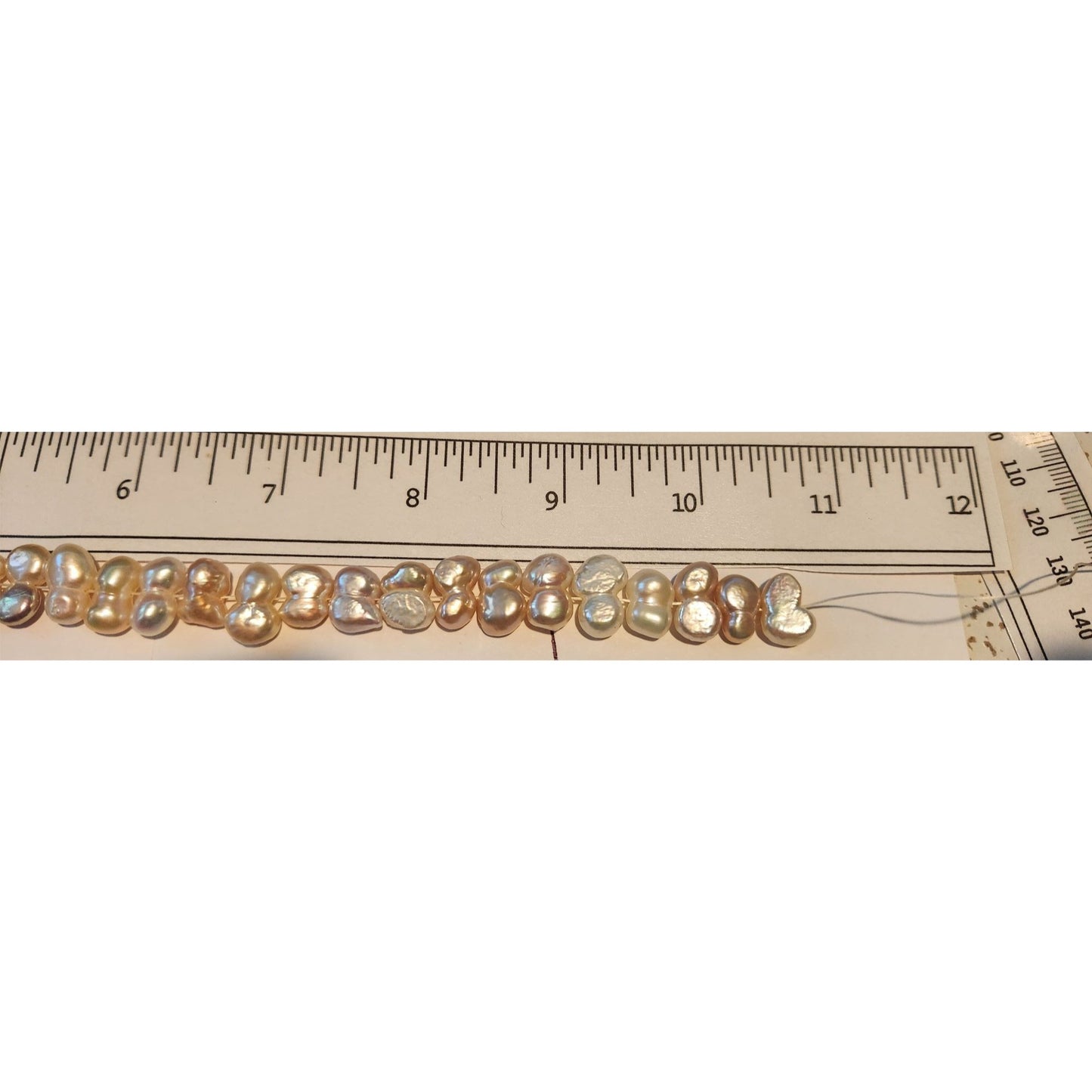 Necklace Pearls 32 Freshwater Cultured 10–12mm Baroque Pearl Strand, White 11 " Strand Middle hole Slight Pink tint
