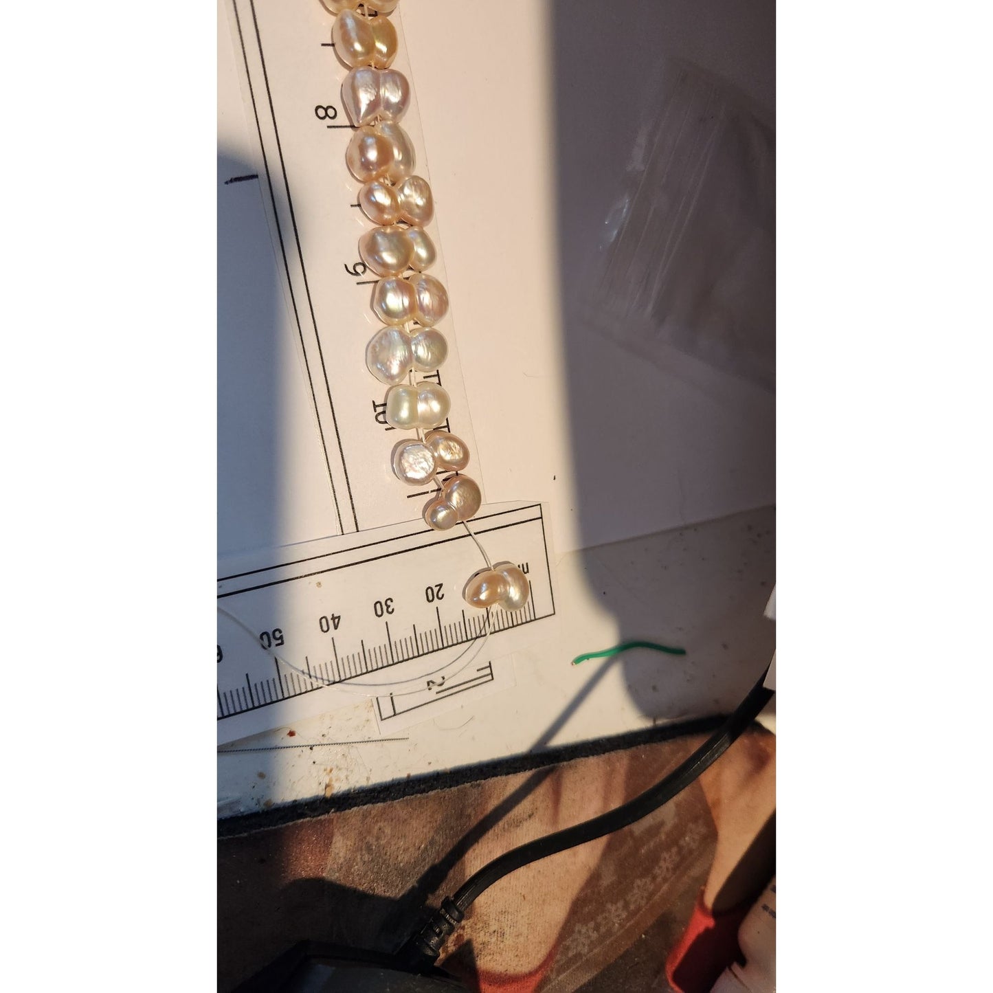 Necklace Pearls 32 Freshwater Cultured 10–12mm Baroque Pearl Strand, White 11 " Strand Middle hole Slight Pink tint