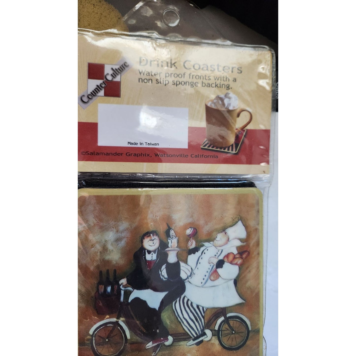 Coasters Drink Wine Design set of 4 Waterproof Non slip sponge backing Dishwasher safe Salamander Graphix