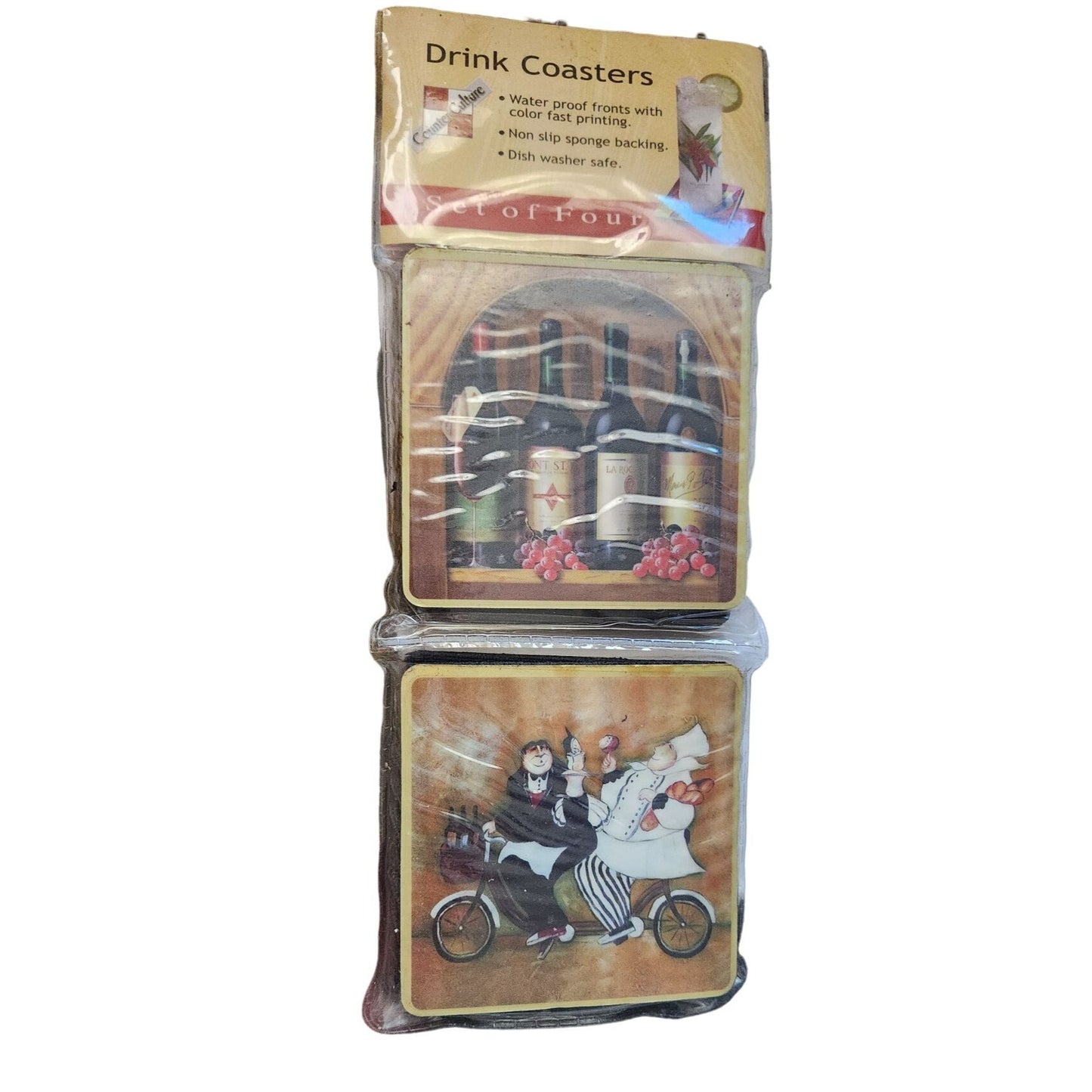 Coasters Drink Wine Design set of 4 Waterproof Non slip sponge backing Dishwasher safe Salamander Graphix