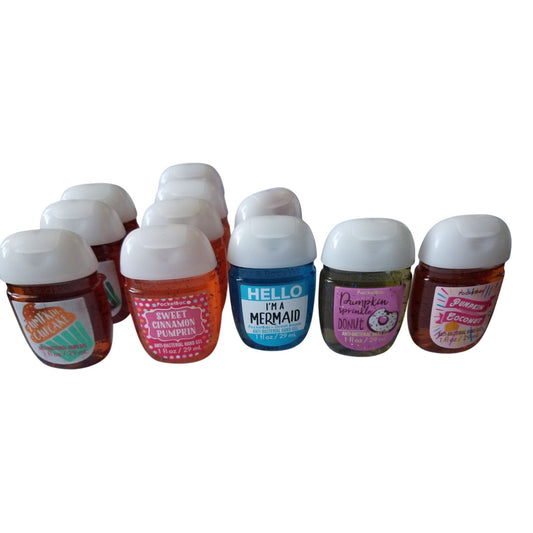 Bath & Body Works 11 Small 1 oz Hand Sanitizer  3 Pumpkin Cupcake 4 Sweet Cinnaman Pumpkin  1 Hello Unicorn 1 Hello Mermaid 1 Pumpkin Donut