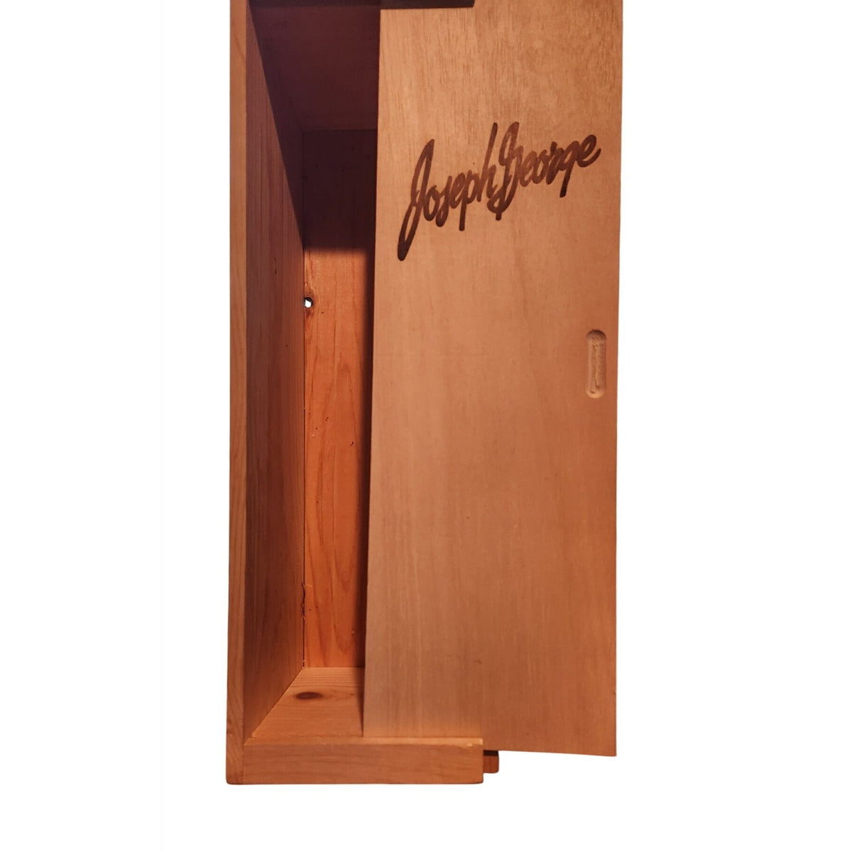 Wood Wine Bottle Box Joseph George  5" x 16"  Slide open