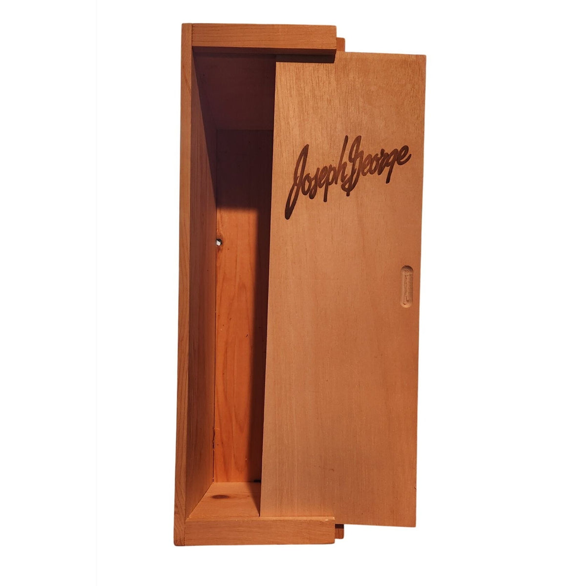 Wood Wine Bottle Box Joseph George  5" x 16"  Slide open