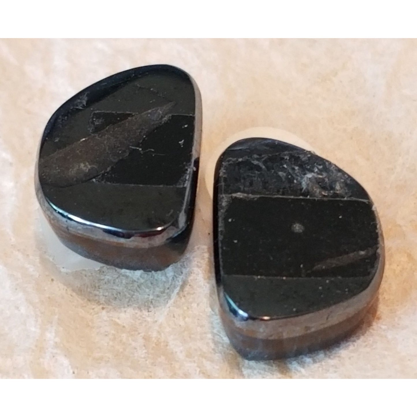 Gemstone Loose Pair Black Titanium Crystal Druzy  Matched Pair 17 ct  3.4 gr 15 mm x10 mm x 5 mm