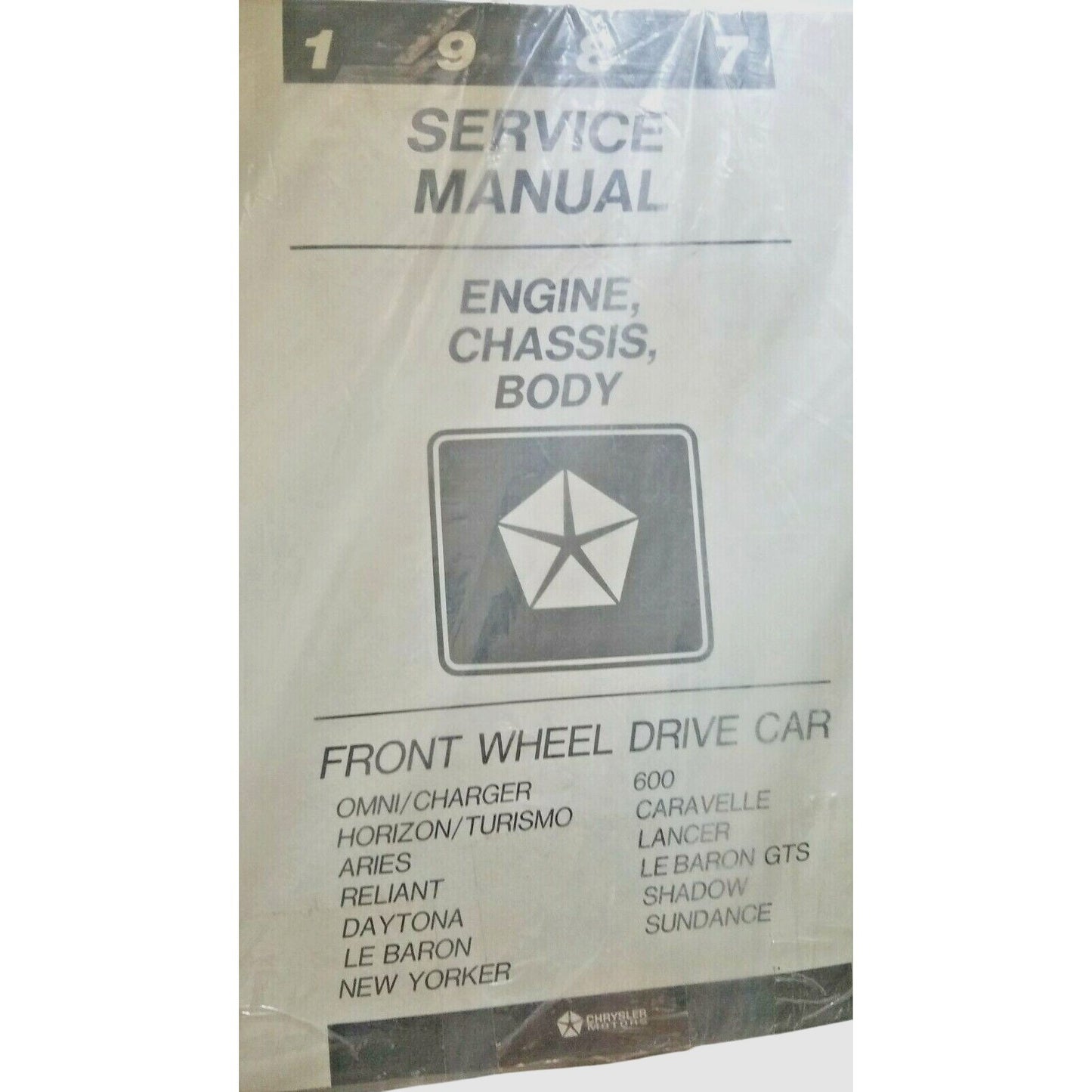 Book 1987 Chrysler Service Manual Complete Set of 3  Engine Chassis Body Wiring