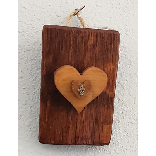 Wood Sign Wine Barrel Heart Inside a Heart Grape Charm Wine Stave Toasted