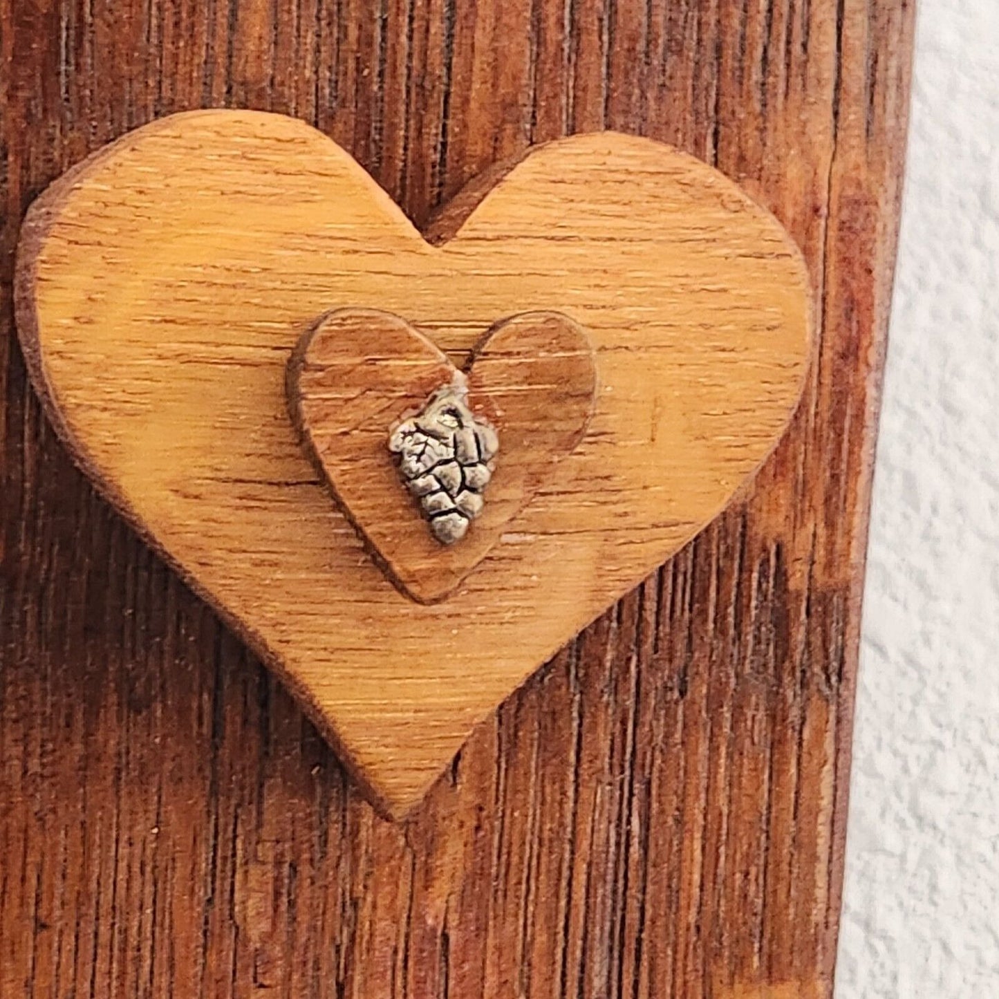 Wood Sign Wine Barrel Heart Inside a Heart Grape Charm Wine Stave Toasted