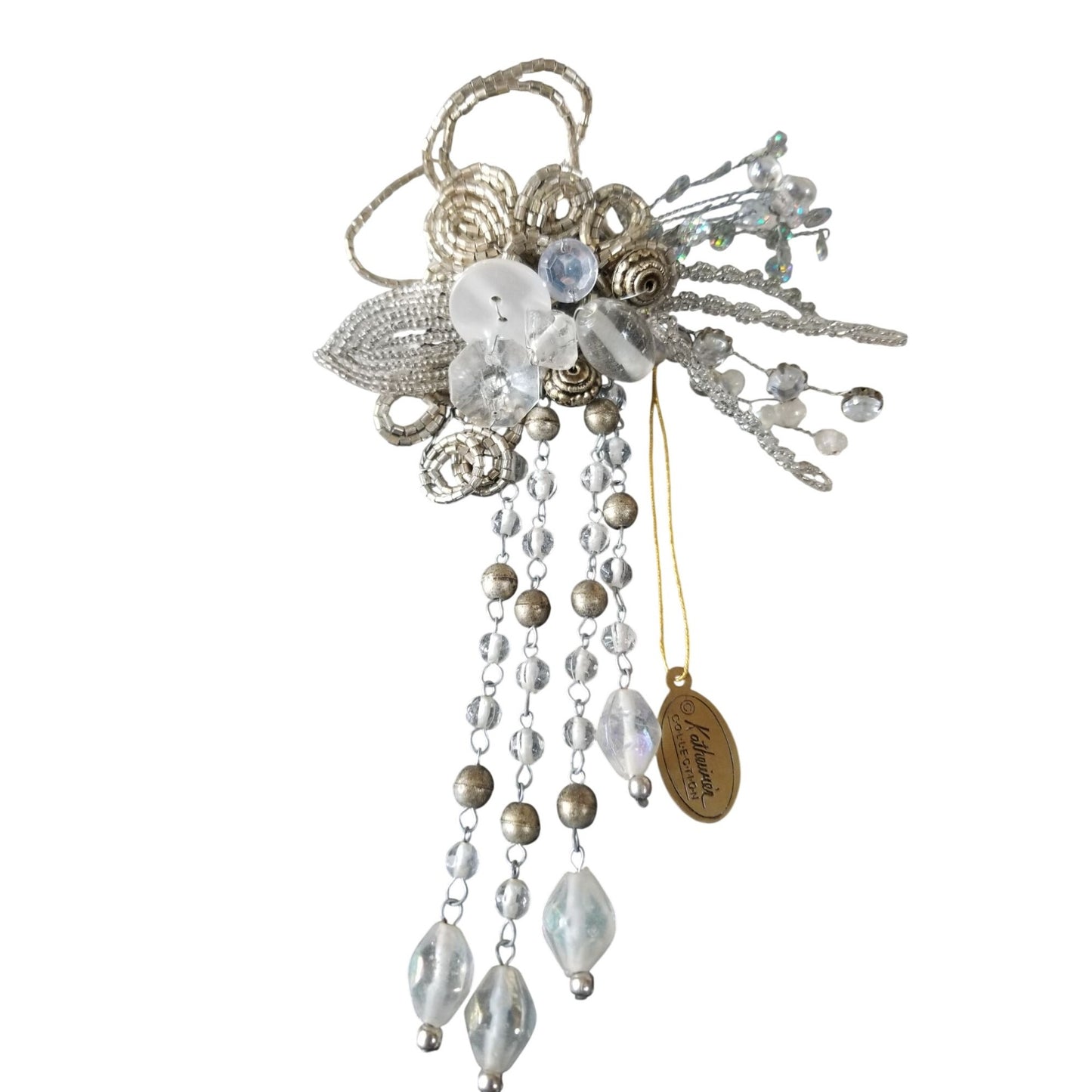 Wine Bottle decoration Beaded Silver Flower with Loop over bottle