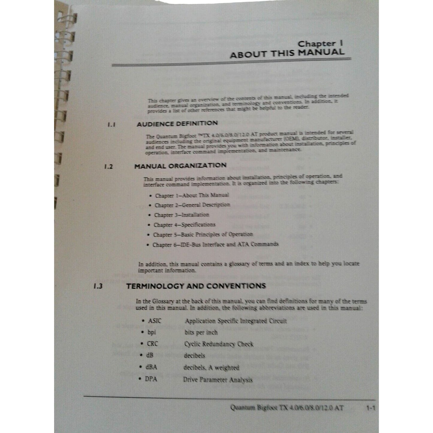 Computer Manual Quantum Bigfoot TX 4.0 / 6.0 / 8.0 / 12.0 GB AT High Capacity Disk Drives