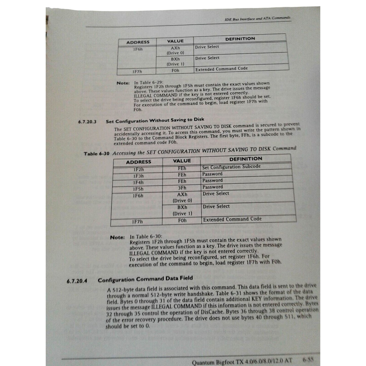 Computer Manual Quantum Bigfoot TX 4.0 / 6.0 / 8.0 / 12.0 GB AT High Capacity Disk Drives